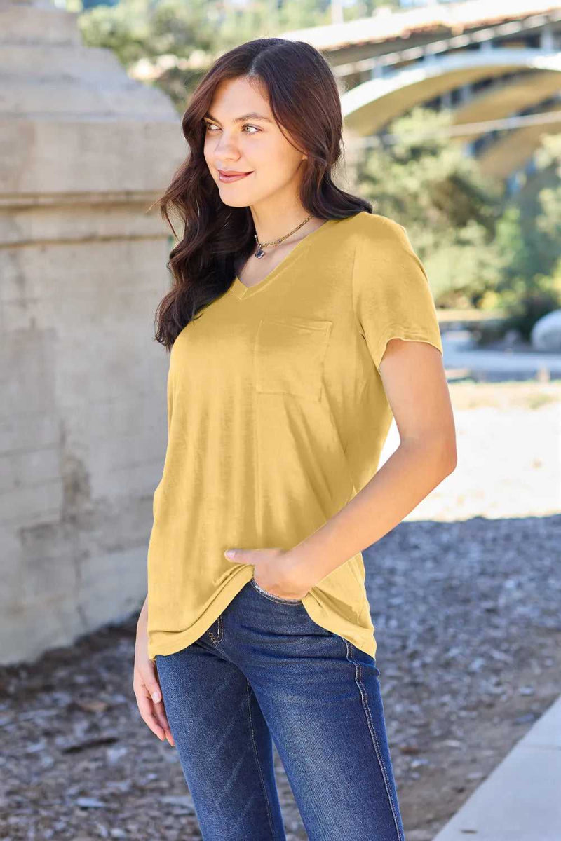 Basic Bae Bamboo Full Size V - Neck Short Sleeve T-Shirt - Hopeford Streams
