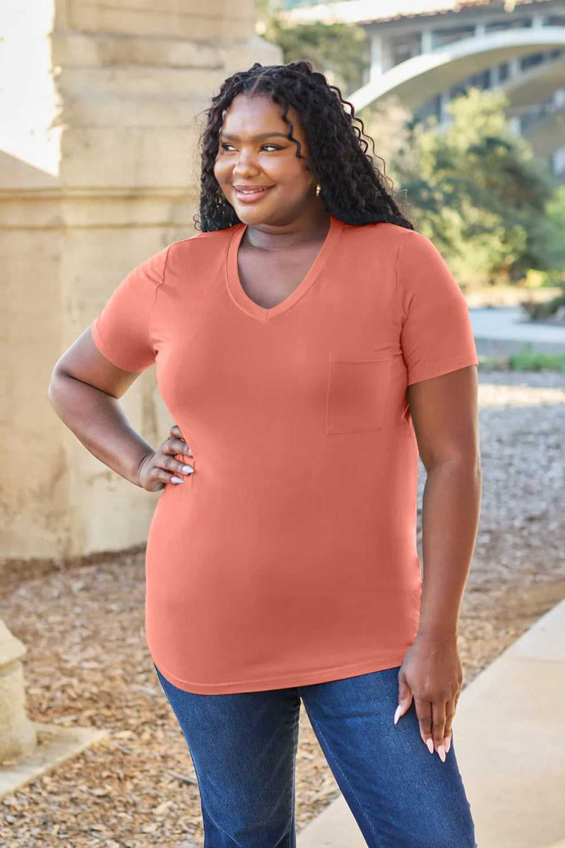 Basic Bae Bamboo Full Size V - Neck Short Sleeve T-Shirt - Hopeford Streams