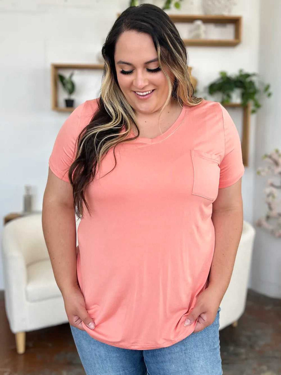 Basic Bae Bamboo Full Size V - Neck Short Sleeve T-Shirt - Hopeford Streams