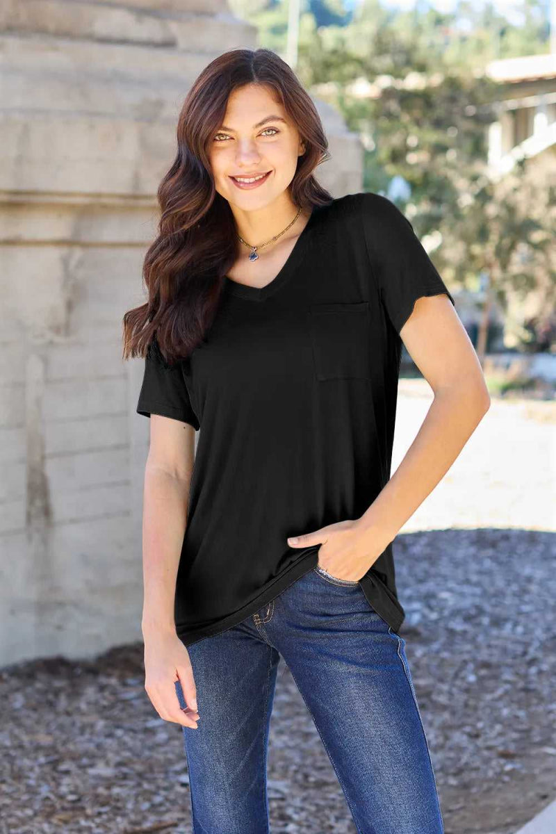 Basic Bae Bamboo Full Size V - Neck Short Sleeve T-Shirt - Hopeford Streams