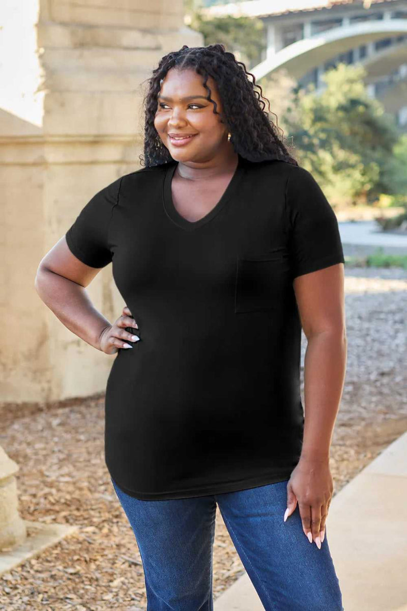 Basic Bae Bamboo Full Size V - Neck Short Sleeve T-Shirt - Hopeford Streams