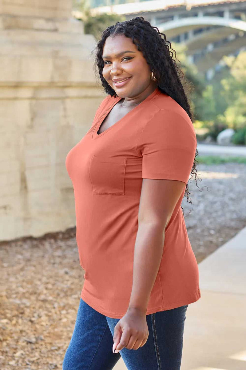 Basic Bae Bamboo Full Size V - Neck Short Sleeve T-Shirt - Hopeford Streams