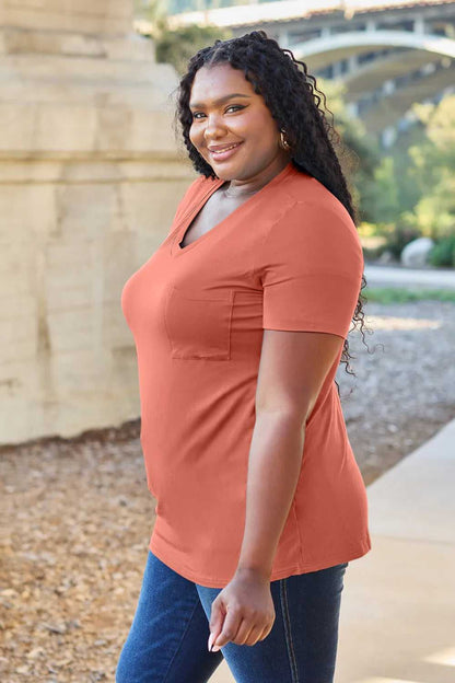 Basic Bae Bamboo Full Size V - Neck Short Sleeve T-Shirt - Hopeford Streams