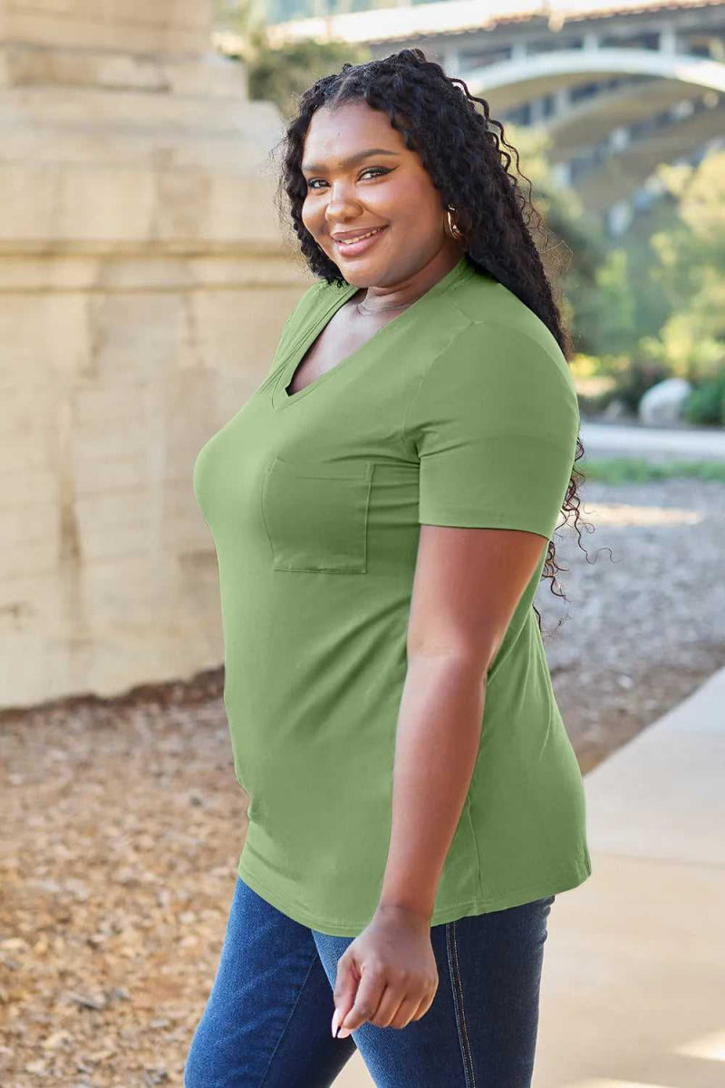 Basic Bae Bamboo Full Size V - Neck Short Sleeve T-Shirt - Hopeford Streams
