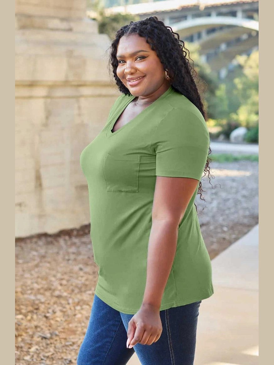 Basic Bae Bamboo Full Size V - Neck Short Sleeve T-Shirt - Hopeford Streams - product_type from hopeford-streams.myshopify.com