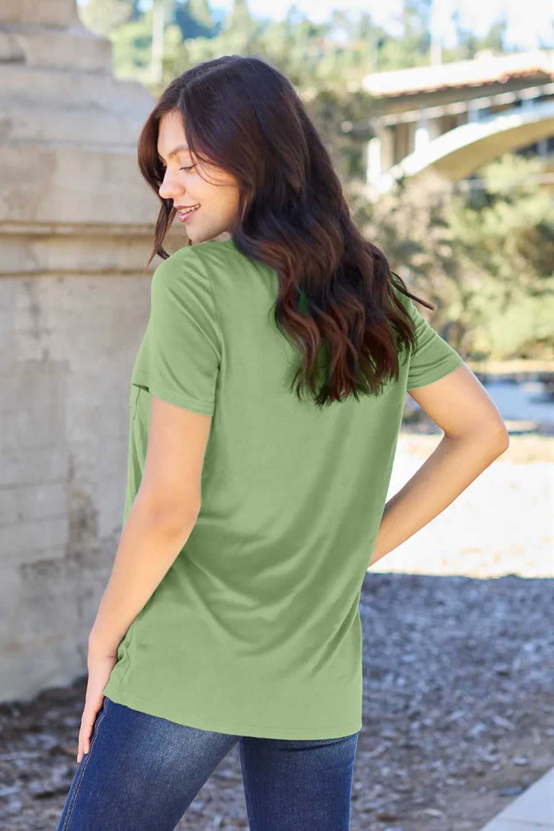 Basic Bae Bamboo Full Size V - Neck Short Sleeve T-Shirt - Hopeford Streams