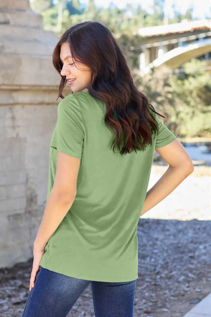 Basic Bae Bamboo Full Size V - Neck Short Sleeve T-Shirt - Hopeford Streams