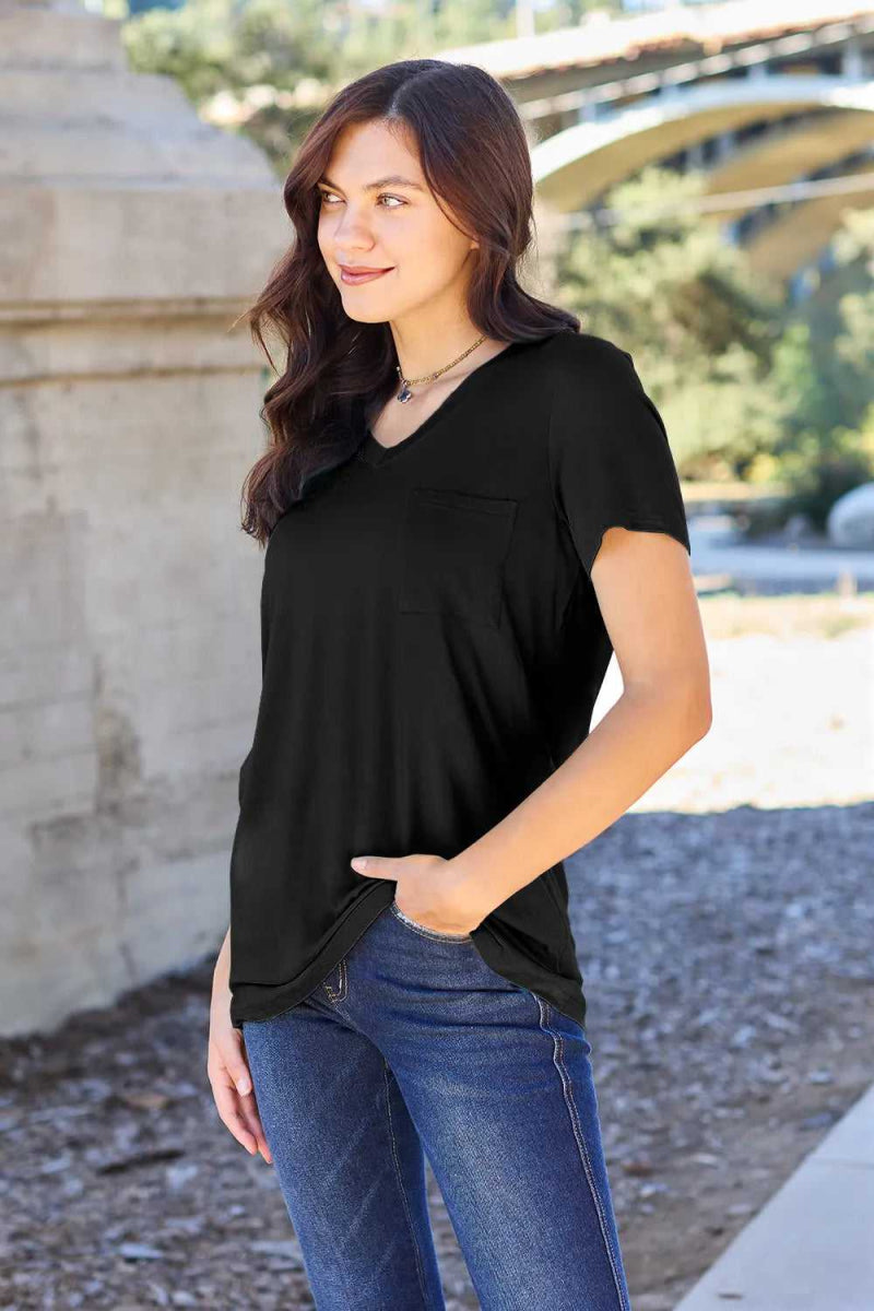 Basic Bae Bamboo Full Size V - Neck Short Sleeve T-Shirt - Hopeford Streams