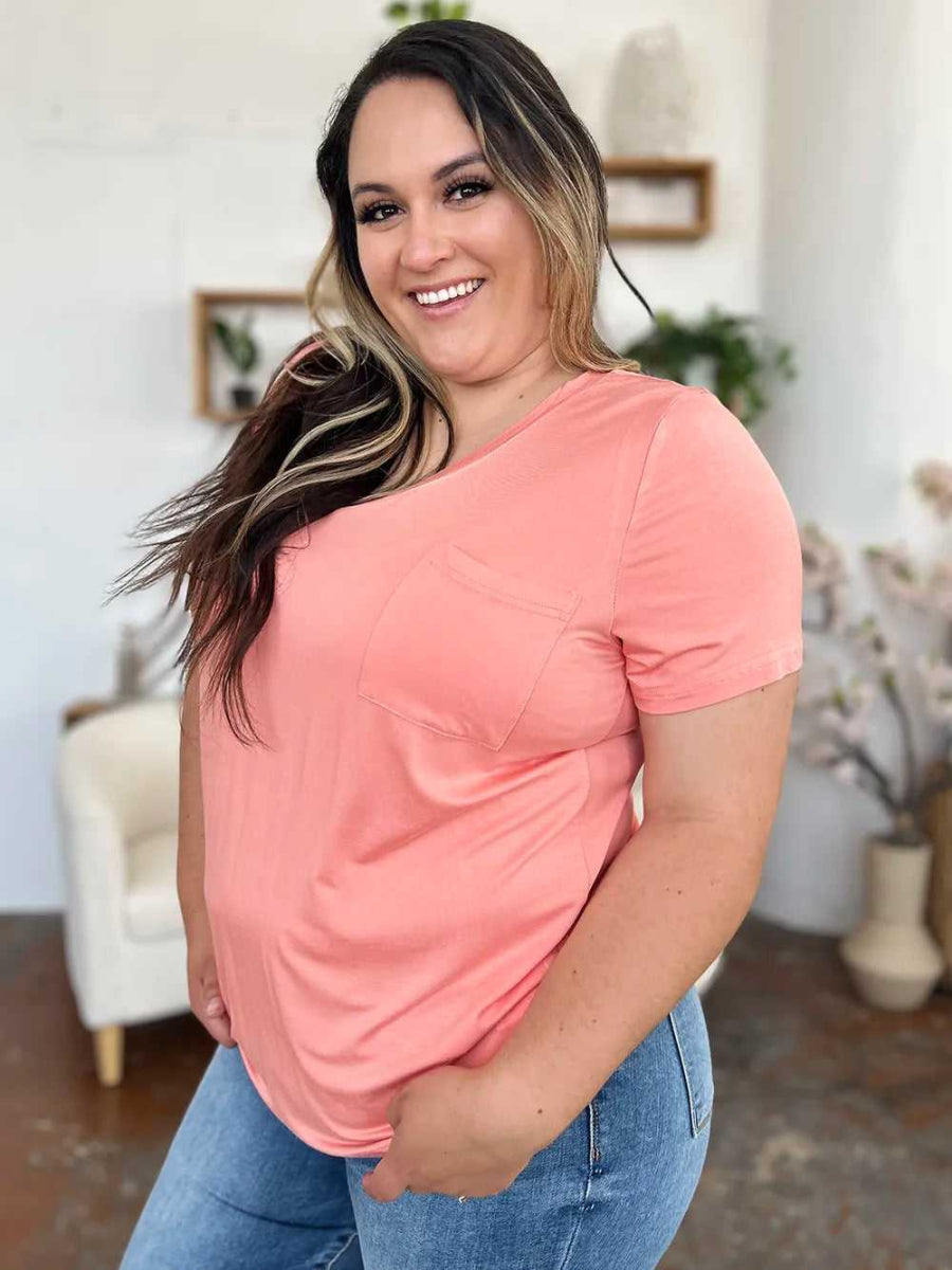 Basic Bae Bamboo Full Size V - Neck Short Sleeve T-Shirt - Hopeford Streams