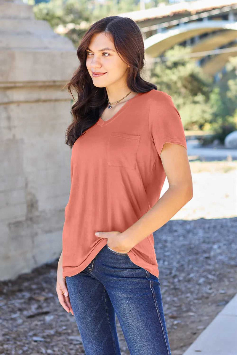 Basic Bae Bamboo Full Size V - Neck Short Sleeve T-Shirt - Hopeford Streams