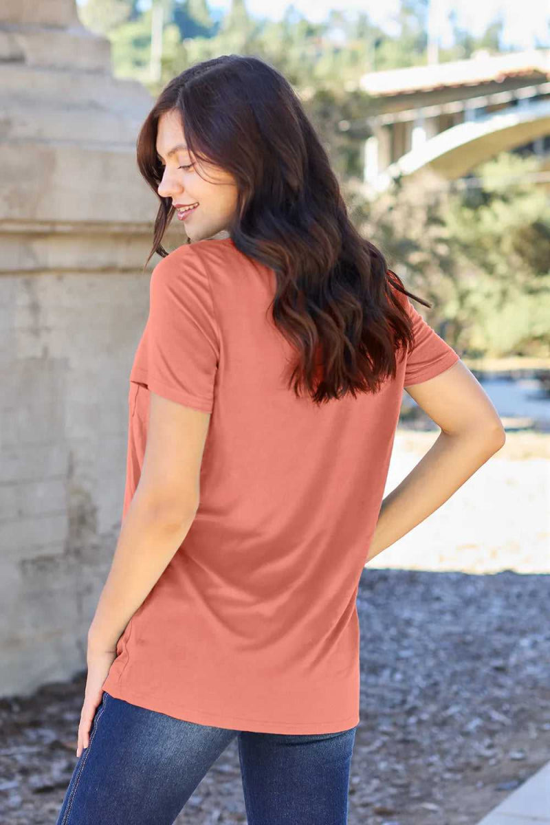 Basic Bae Bamboo Full Size V - Neck Short Sleeve T-Shirt - Hopeford Streams