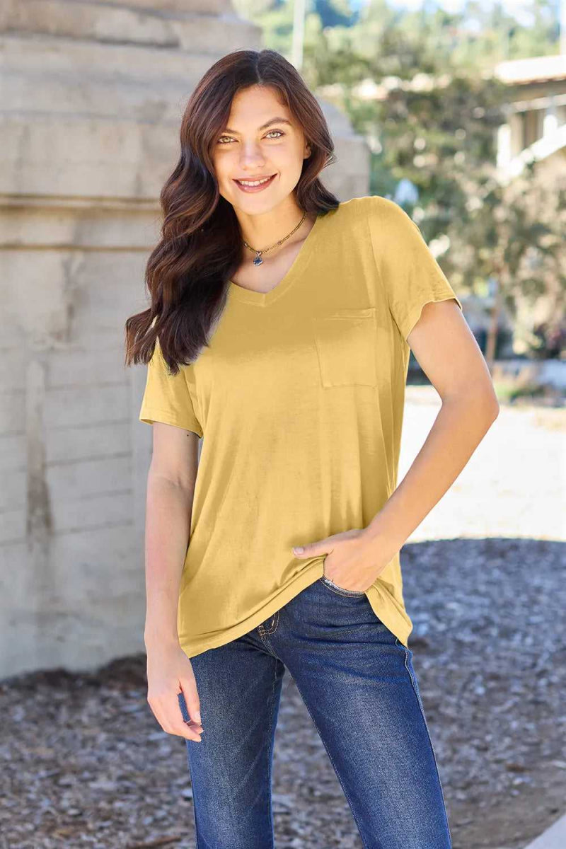 Basic Bae Bamboo Full Size V - Neck Short Sleeve T-Shirt - Hopeford Streams