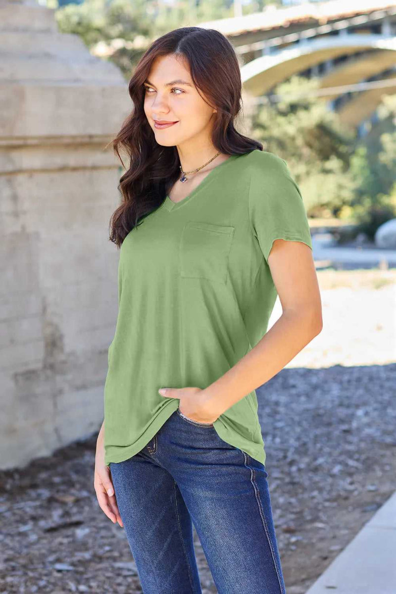 Basic Bae Bamboo Full Size V - Neck Short Sleeve T-Shirt - Hopeford Streams