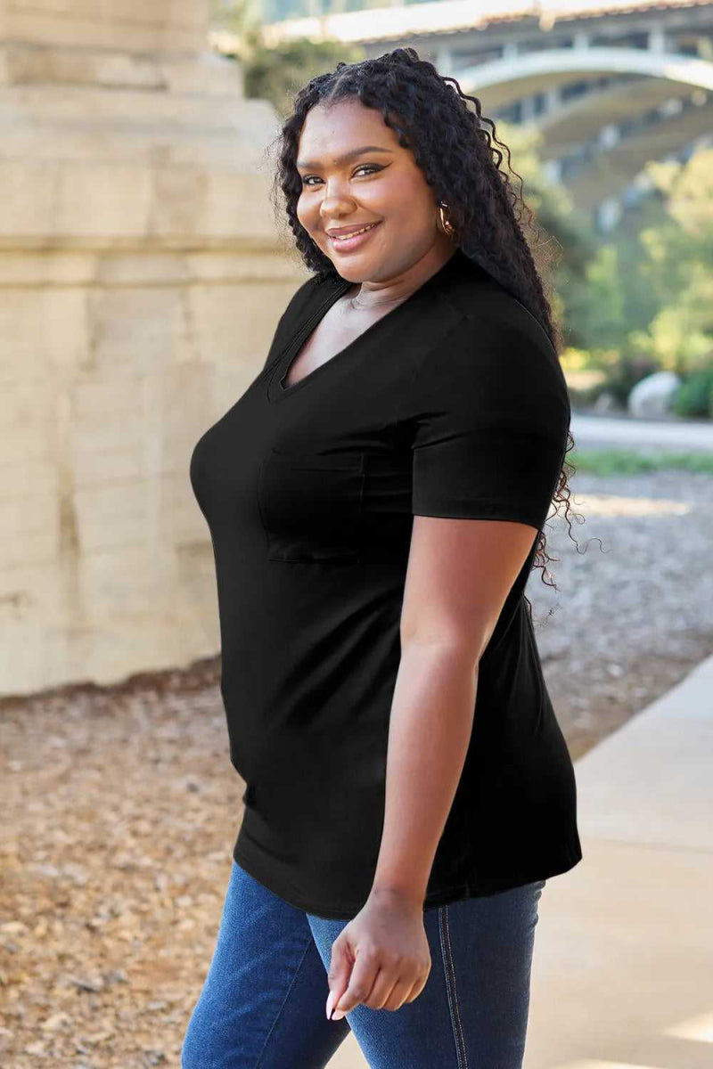 Basic Bae Bamboo Full Size V - Neck Short Sleeve T-Shirt - Hopeford Streams