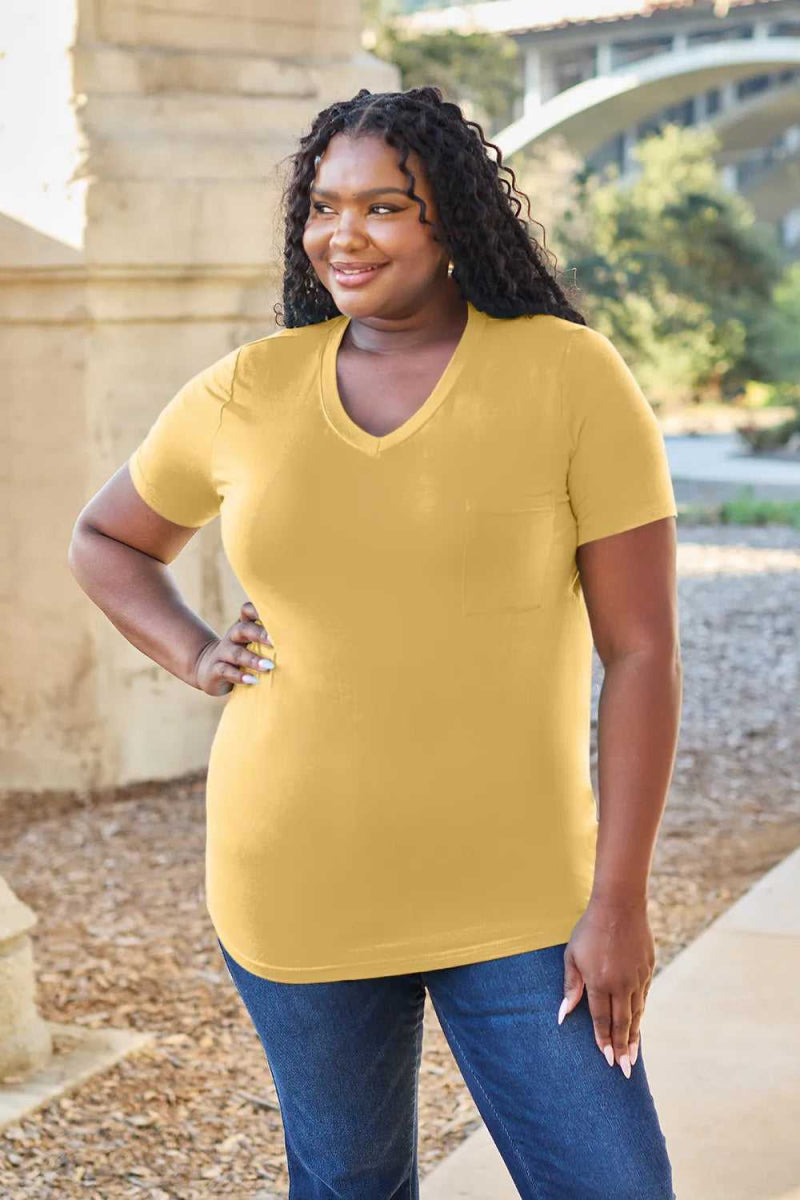 Basic Bae Bamboo Full Size V - Neck Short Sleeve T-Shirt - Hopeford Streams