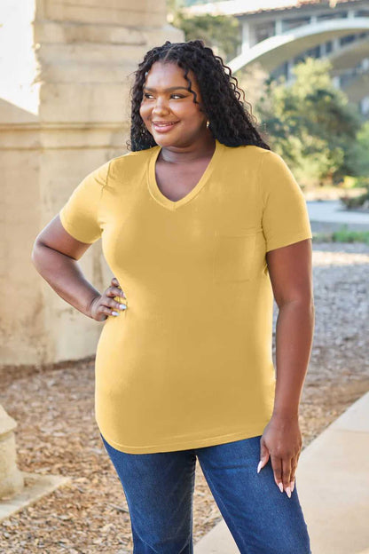 Basic Bae Bamboo Full Size V - Neck Short Sleeve T-Shirt - Hopeford Streams