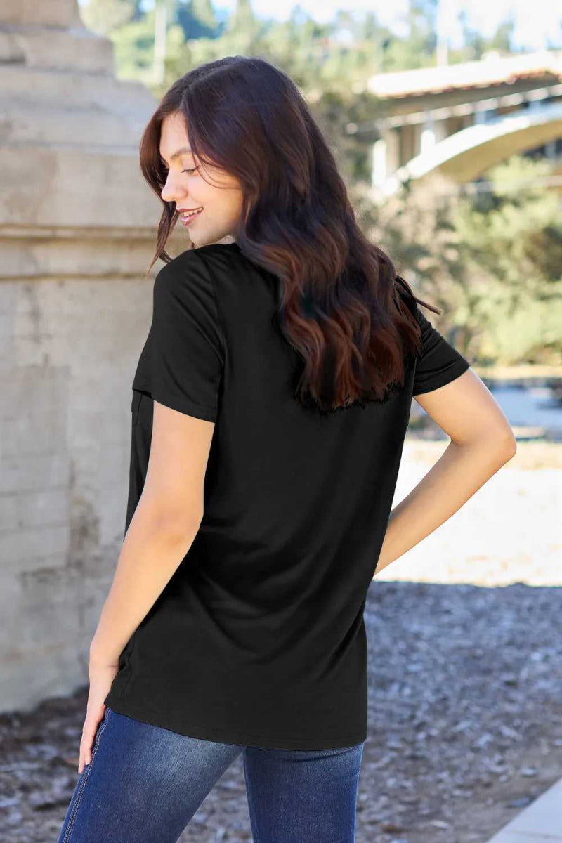 Basic Bae Bamboo Full Size V - Neck Short Sleeve T-Shirt - Hopeford Streams