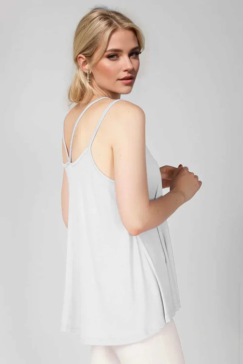 Basic Bae Bamboo Scoop Neck Double Spaghetti Straps Cami -- 