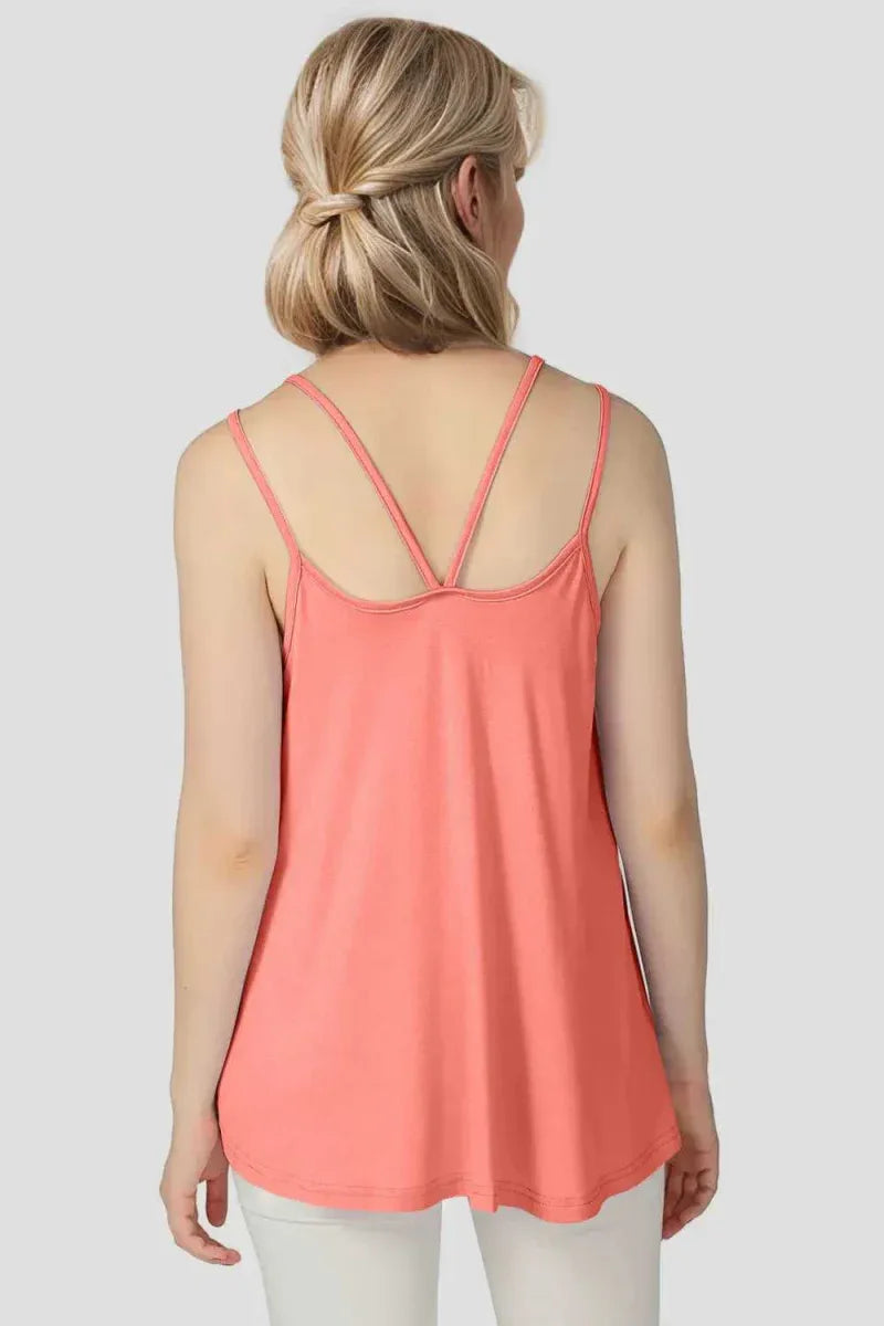 Basic Bae Bamboo Scoop Neck Double Spaghetti Straps Cami -- 