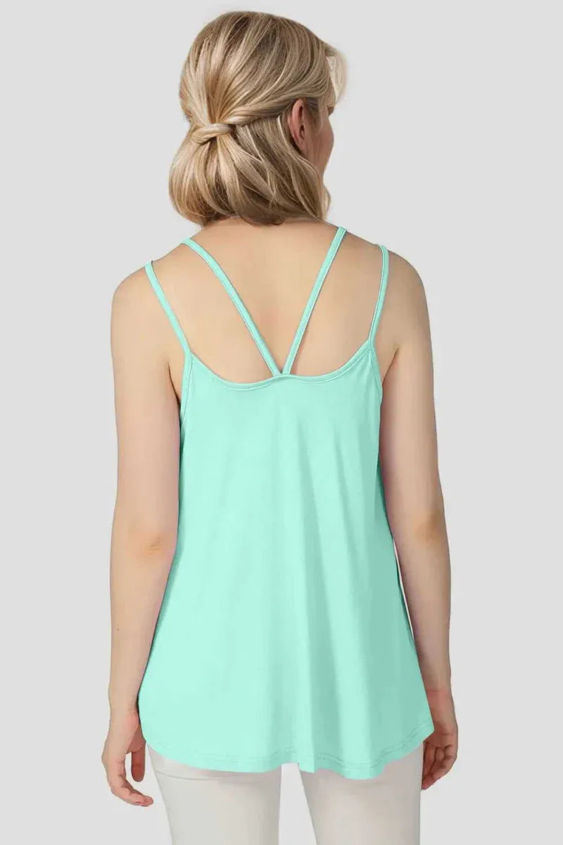 Basic Bae Bamboo Scoop Neck Double Spaghetti Straps Cami -- 
