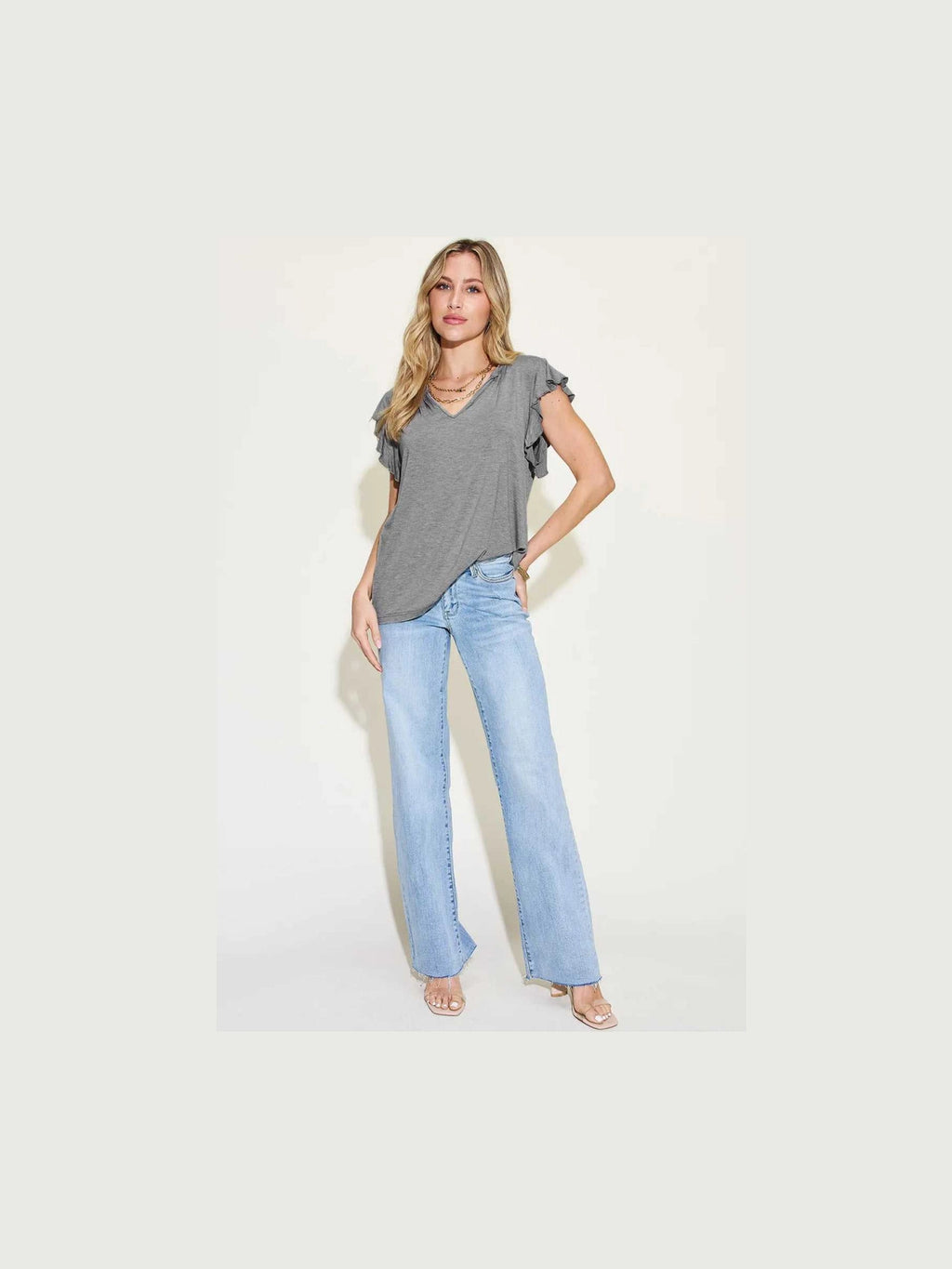 Basic Bae Full Size Bamboo Notched Ruffled Short Sleeve T-Shirt - Hopeford Streams - product_type from hopeford-streams.myshopify.com