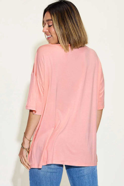 Basic Bae Full Size Bamboo V - Neck Drop Shoulder T-Shirt - Hopeford Streams