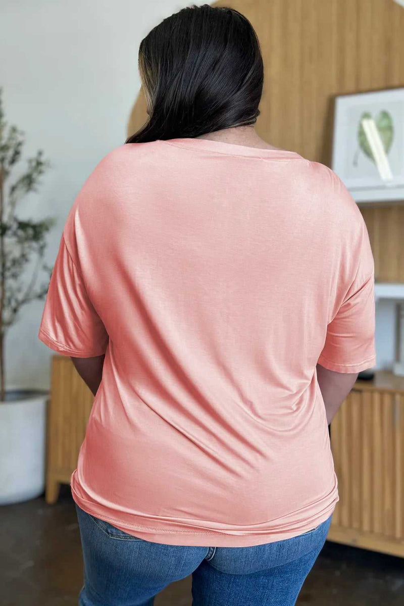 Basic Bae Full Size Bamboo V - Neck Drop Shoulder T-Shirt - Hopeford Streams