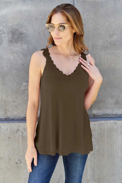 Basic Bae Full Size Lace Detail V - Neck Cutout Cami - Hopeford Streams