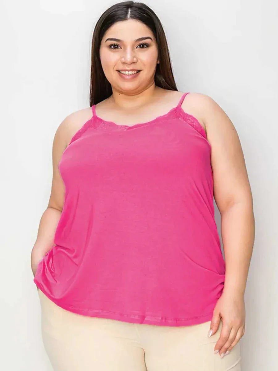 Basic Bae Full Size Lace Trim V-Neck Cami -- 