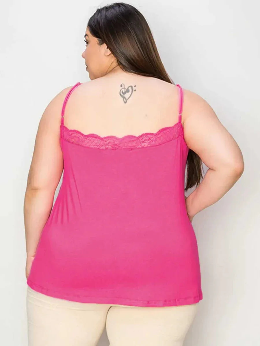 Basic Bae Full Size Lace Trim V-Neck Cami -- 