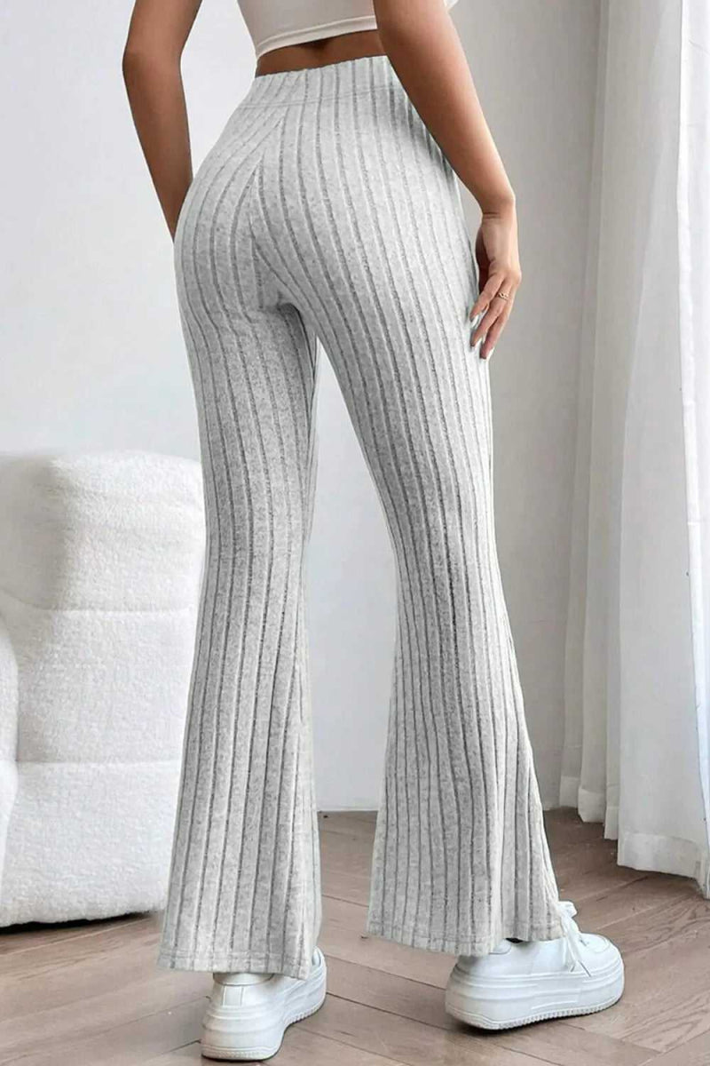 Basic Bae Full Size Ribbed High Waist Flare Pants - Hopeford Streams
