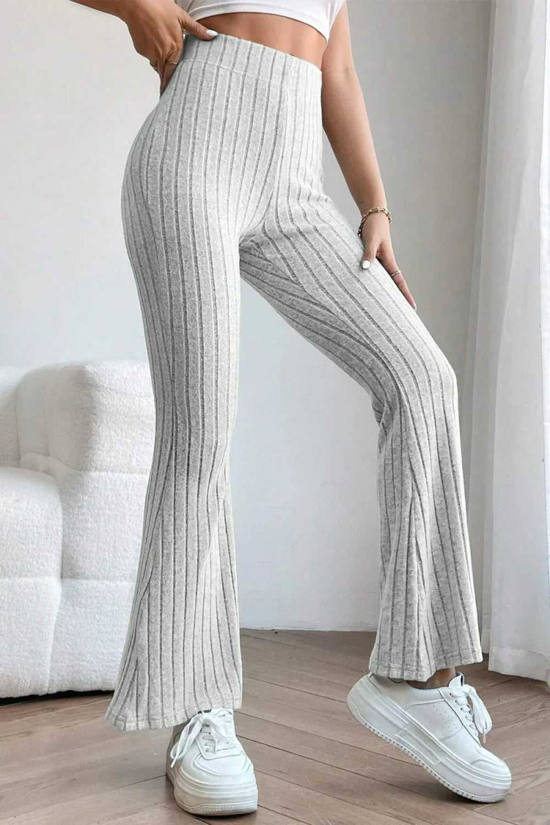 Basic Bae Full Size Ribbed High Waist Flare Pants - Hopeford Streams
