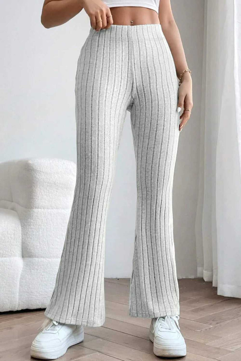 Basic Bae Full Size Ribbed High Waist Flare Pants - Hopeford Streams