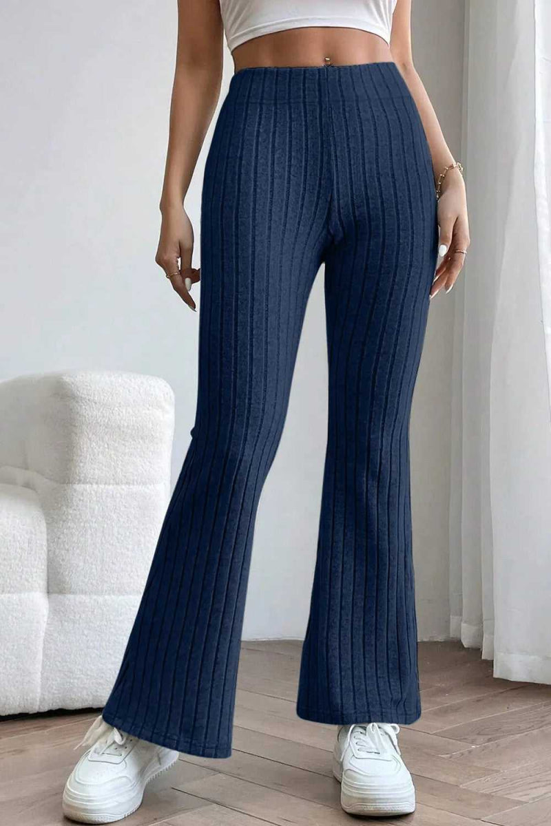 Basic Bae Full Size Ribbed High Waist Flare Pants - Hopeford Streams
