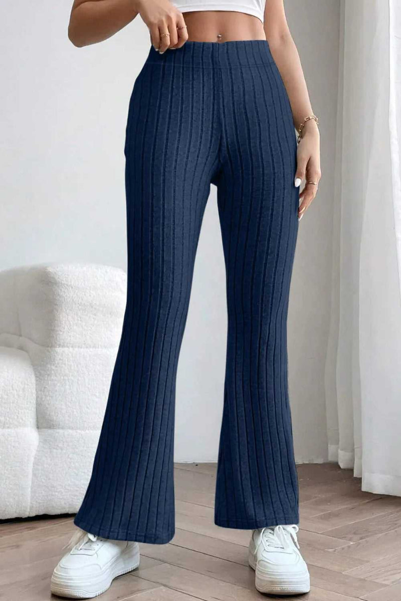 Basic Bae Full Size Ribbed High Waist Flare Pants - Hopeford Streams