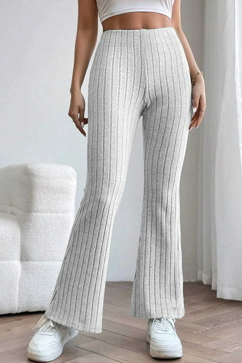 Basic Bae Full Size Ribbed High Waist Flare Pants - Hopeford Streams