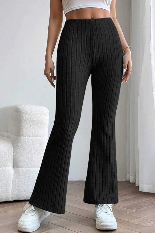 Basic Bae Full Size Ribbed High Waist Flare Pants - Hopeford Streams
