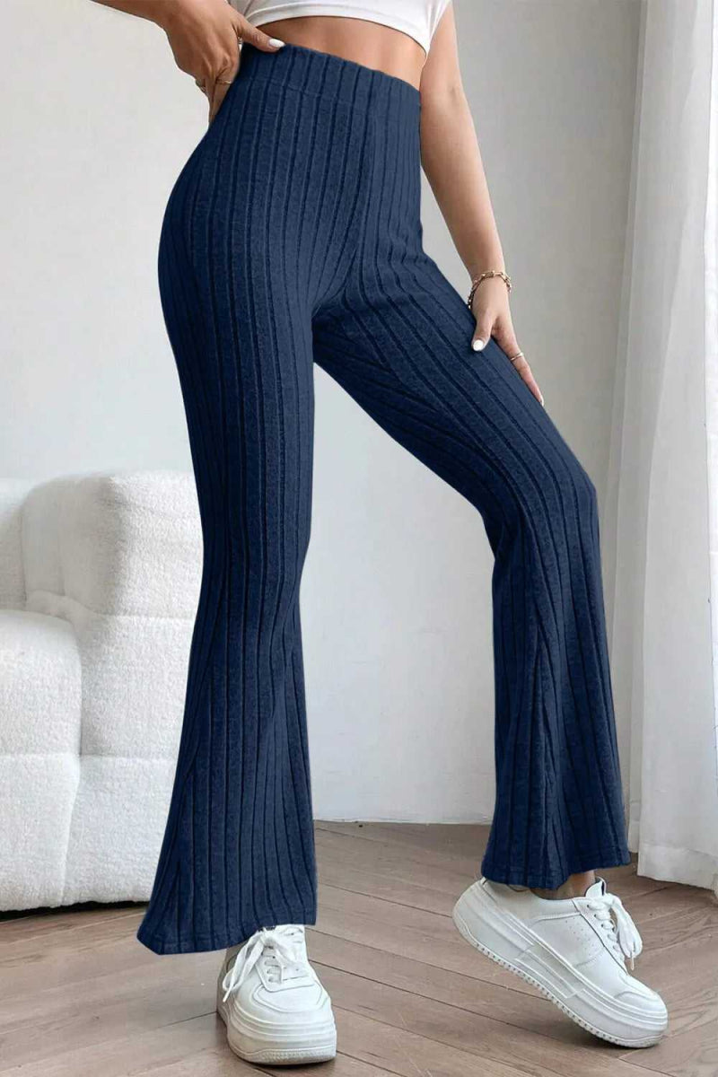 Basic Bae Full Size Ribbed High Waist Flare Pants - Hopeford Streams
