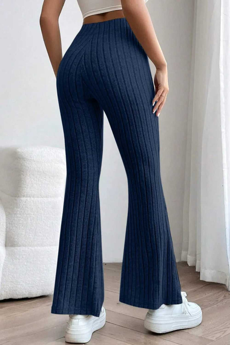 Basic Bae Full Size Ribbed High Waist Flare Pants - Hopeford Streams