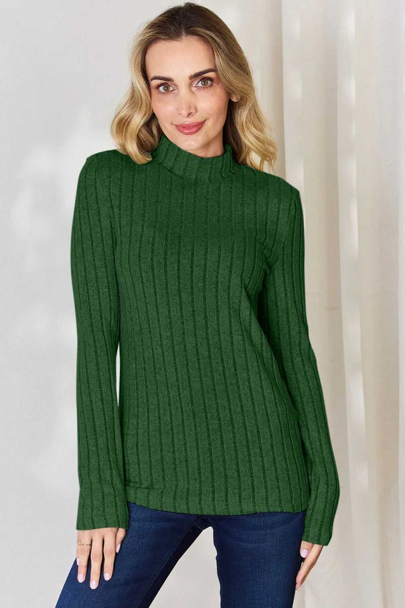 Basic Bae Full Size Ribbed Mock Neck Long Sleeve T-Shirt - Hopeford Streams