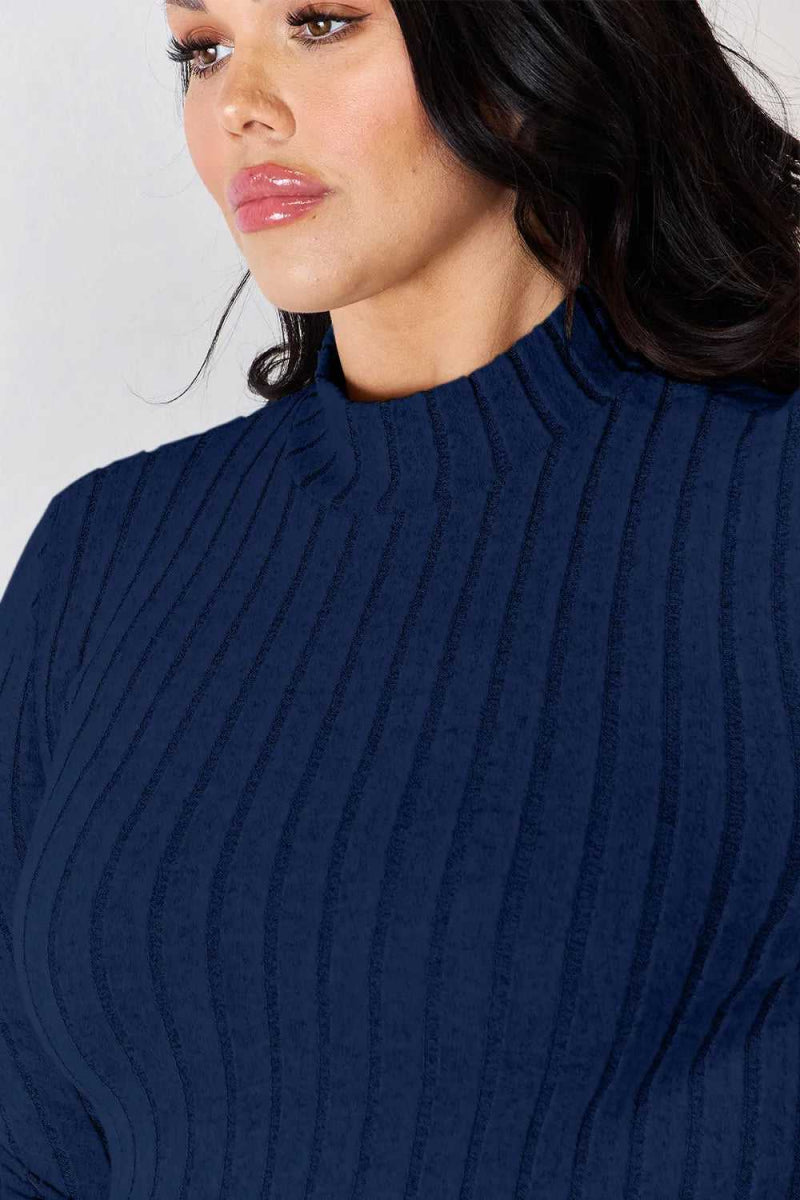 Basic Bae Full Size Ribbed Mock Neck Long Sleeve T-Shirt - Hopeford Streams