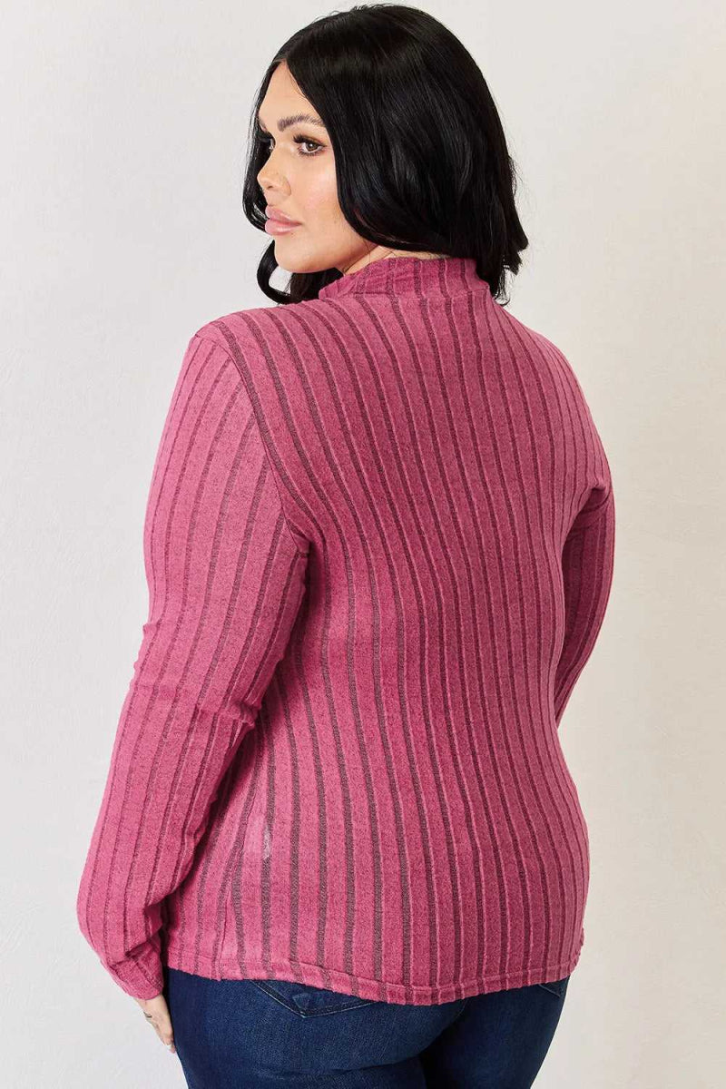 Basic Bae Full Size Ribbed Mock Neck Long Sleeve T-Shirt - Hopeford Streams