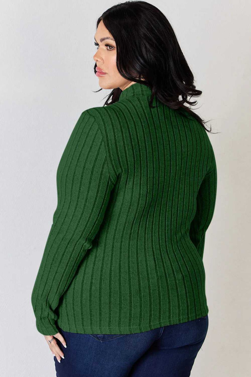 Basic Bae Full Size Ribbed Mock Neck Long Sleeve T-Shirt - Hopeford Streams