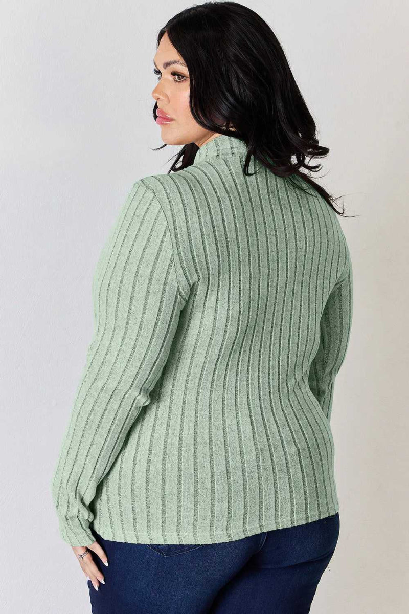 Basic Bae Full Size Ribbed Mock Neck Long Sleeve T-Shirt - Hopeford Streams
