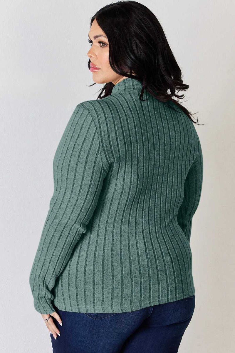 Basic Bae Full Size Ribbed Mock Neck Long Sleeve T-Shirt - Hopeford Streams
