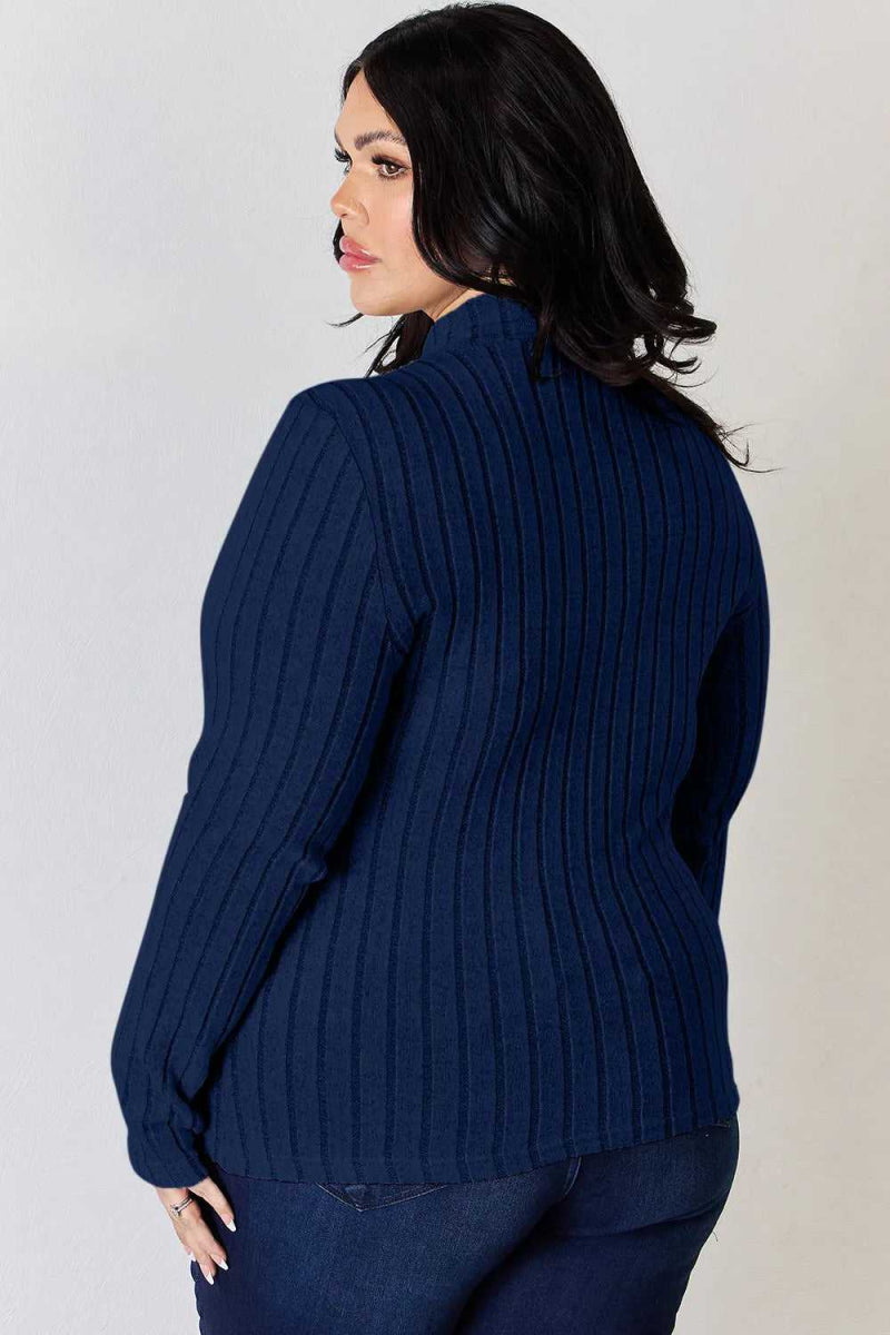 Basic Bae Full Size Ribbed Mock Neck Long Sleeve T-Shirt - Hopeford Streams