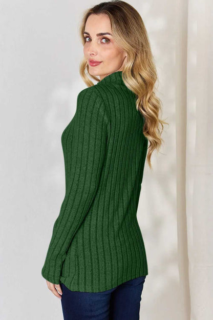 Basic Bae Full Size Ribbed Mock Neck Long Sleeve T-Shirt - Hopeford Streams