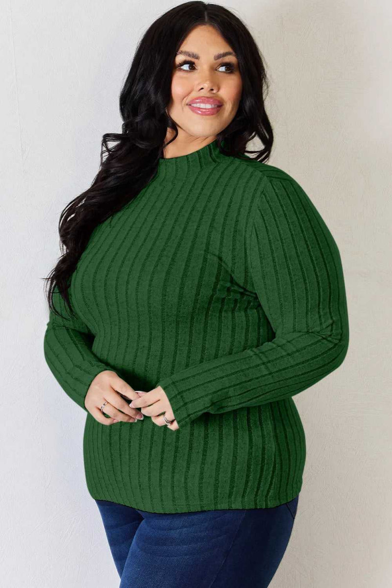 Basic Bae Full Size Ribbed Mock Neck Long Sleeve T-Shirt - Hopeford Streams