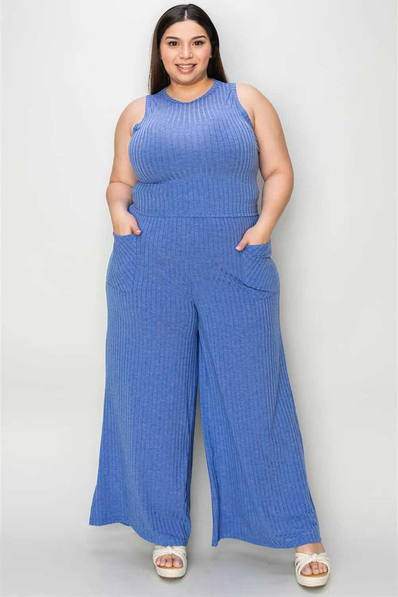Basic Bae Full Size Ribbed Tank and Wide Leg Pants Set - Hopeford Streams