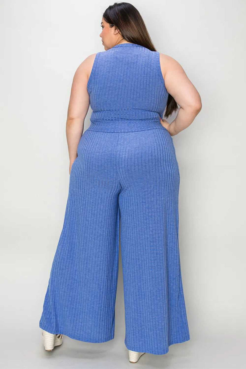Basic Bae Full Size Ribbed Tank and Wide Leg Pants Set - Hopeford Streams